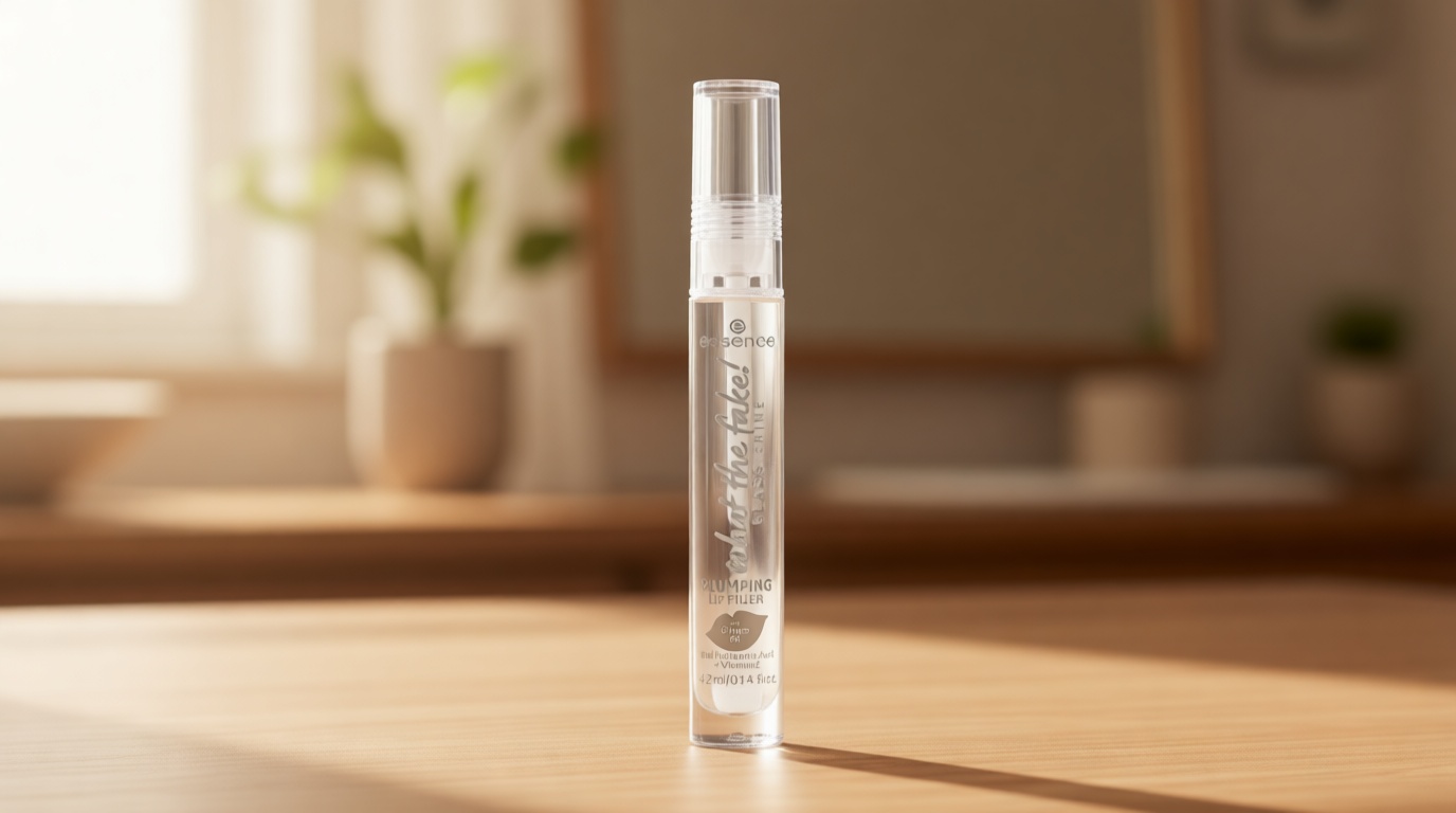 essence | What the Fake! Glass Shine Plumping Lip Filler | Clear Gloss with a High Shine Plumping Effect | Infused with Ginger Oil and Hyaluronic Acid | Vegan, Gluten Free & Cruelty Free ClimatePartner certified