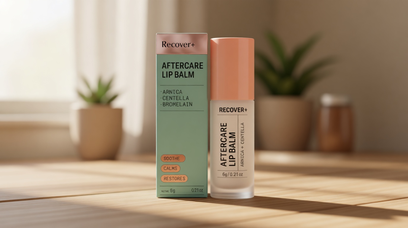 Arnica Lip Balm for Lip Filler Aftercare – Premium Botanical Serum with Arnica, Bromelain, Centella & Vitamin B5, Spa-Grade Post-Injection Lip Flip Care for Calming Comfort During Recovery, 0.21 oz