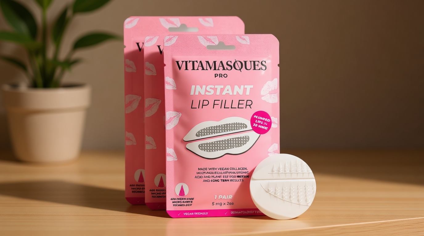Instant Lip Filler Mask for Plumped Lips in 30 Mins with Vegan Collagen & Hyaluronic Acid - 3 Pack Korean Lip Mask Patches with 400 Dissolving Micro-Darts Tech for Instant & Long-Lasting Results