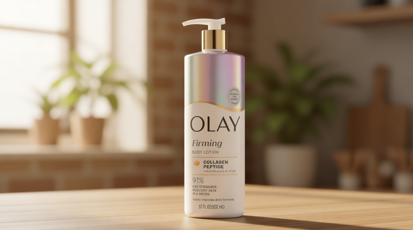 Olay Body Lotion for Women, Firming with Collagen Peptides Serum, Visibly Firmer Skin, 24hr Moisture & Hydration, Fast Absorbing Formula, Vitamin B3 Complex, For All Skin Types, 17 fl oz
