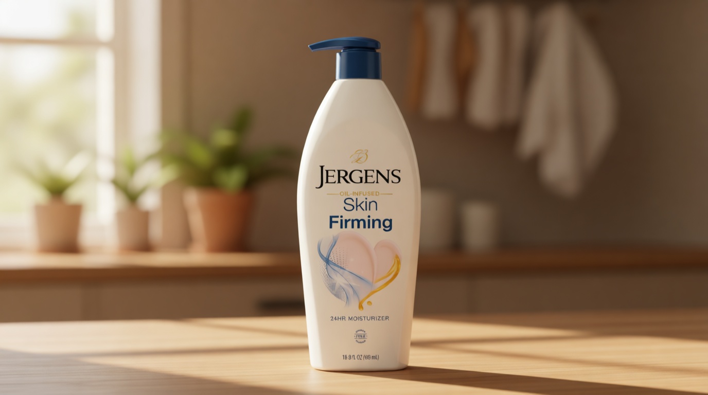Jergens Skin Firming Body Lotion for Dry to Extra Dry Skin, Skin Tightening Cream with Collagen and Elastin, Dermatologist Tested, Hydralucence Blend Formula, 16.8 Oz