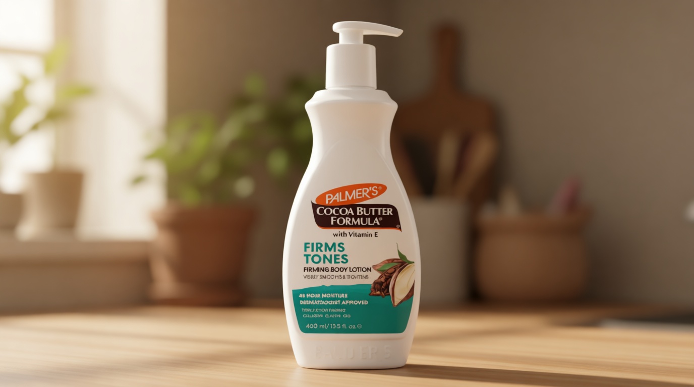 Palmer's Cocoa Butter Formula Skin Firming Body Lotion, Toning & Tightening Cream with Q10, Collagen & Elastin, Pump Bottle, 13.5 Oz.