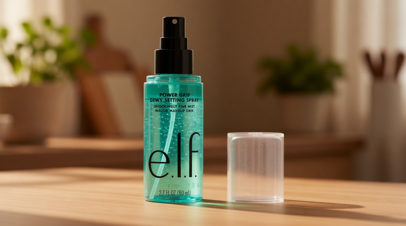 e.l.f. Power Grip Dewy Setting Spray, Ultra Fine Mist Made With Hyaluronic Acid, Grips Makeup For A Hydrated, Dewy Finish, Vegan & Cruelty-Free