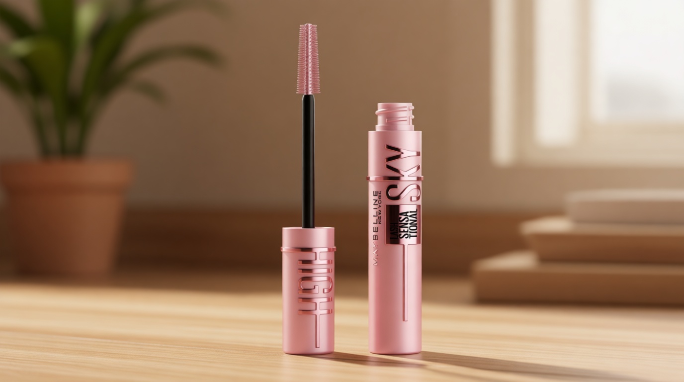 Maybelline Lash Sensational Sky High Washable Mascara Makeup, Volumizing, Lengthening, Defining, Curling, Multiplying, Buildable Formula, Very Black, 1 Count