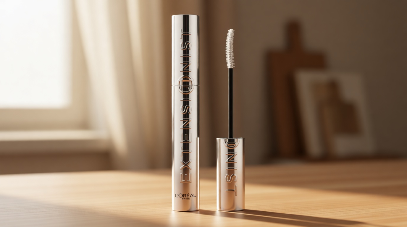 L'Oreal Paris Extensionist Mascara, Lengthening, Volumizing, and Curling Formula For a Lash Extension Eye Makeup Look, Washable Blackest Black