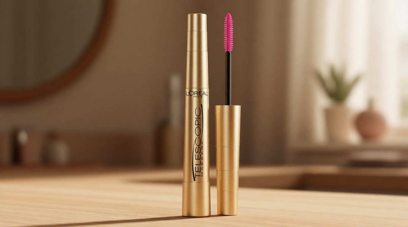 L’Oreal Paris Makeup Original Telescopic Mascara, Separating Mascara Volume and Length Formula, Washable, Blackest Black, 0.27 Fl Oz., 1 Count