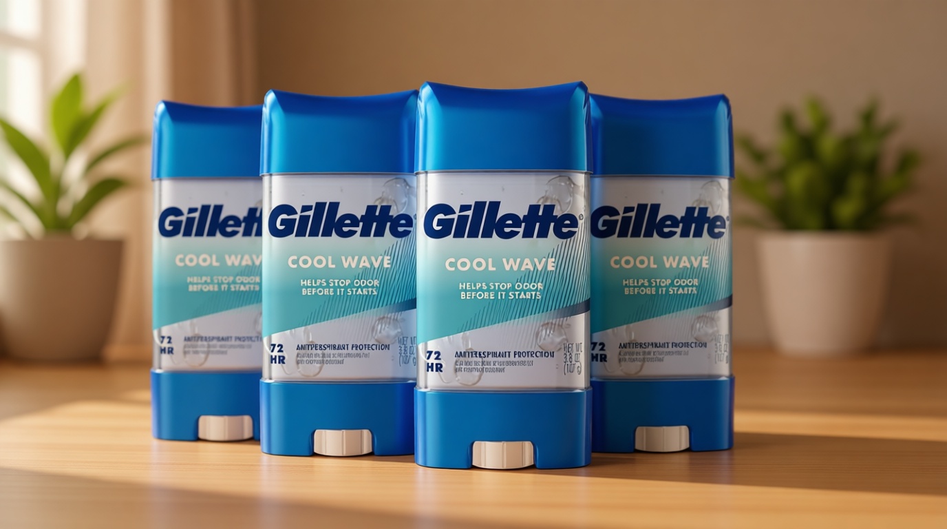 Gillette Antiperspirant and Deodorant for Men, 72hr Clinical Strength Sweat & Odor Protection, Long Lasting Freshness, Anti-White Mark Technology, Clear Gel, Cool Wave Scent, 3.8 oz (Pack of 4)
