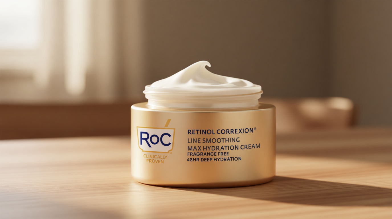 RoC Retinol Correxion Max Hydration Anti-Aging Daily Face Moisturizer with Hyaluronic Acid, Fragrance-Free, Oil Free Skin Care, 1.7 Ounces (Packaging May Vary)