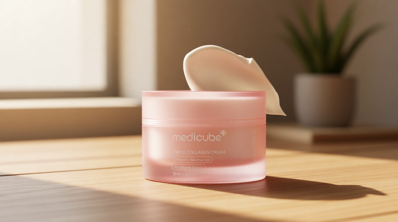 Medicube Triple Collagen Cream - Hydrating & Firming Moisturizer with Hyaluronic Acid, Premium Elastin, Shea Butter - Wrinkle Care & Boosts Elasticity - Korean Skincare, 1.69 oz