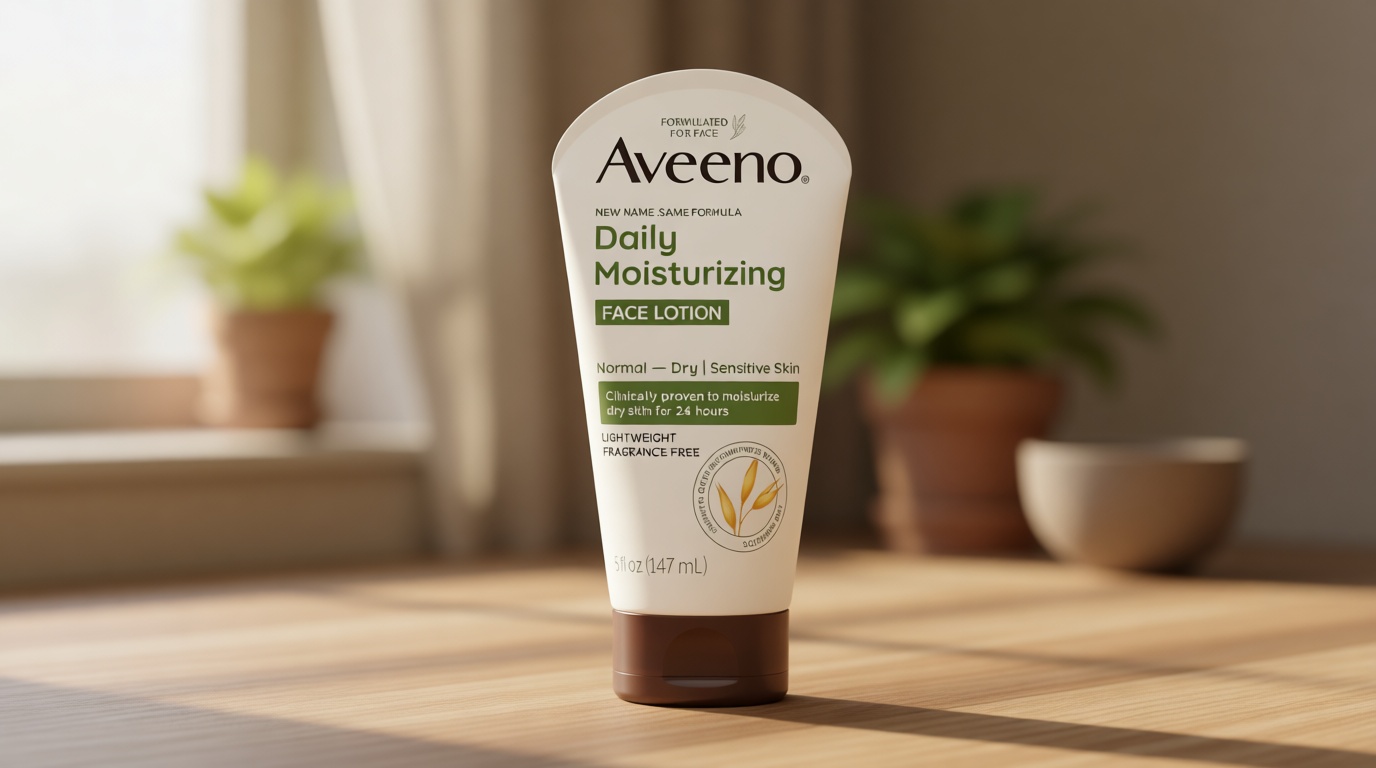 Aveeno Daily Moisturizing Face Lotion with Soothing Prebiotic Oat, Lightweight Non-Greasy Facial Moisturizer for Normal to Dry, Sensitive Skin, 24-Hour Moisture, Fragrance-Free, 5 oz
