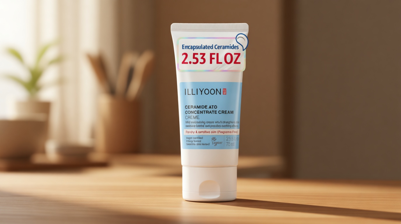 Illiyoon Ceramide Ato Concentrate Cream | Moisturizer for Dry & Sensitive Skin, 100hr Lasting Hydration, For Face & Body, Gentle for Infants, Moisture Barrier Repair, Vegan Certified, 2.53 fl.oz. EWG Verified