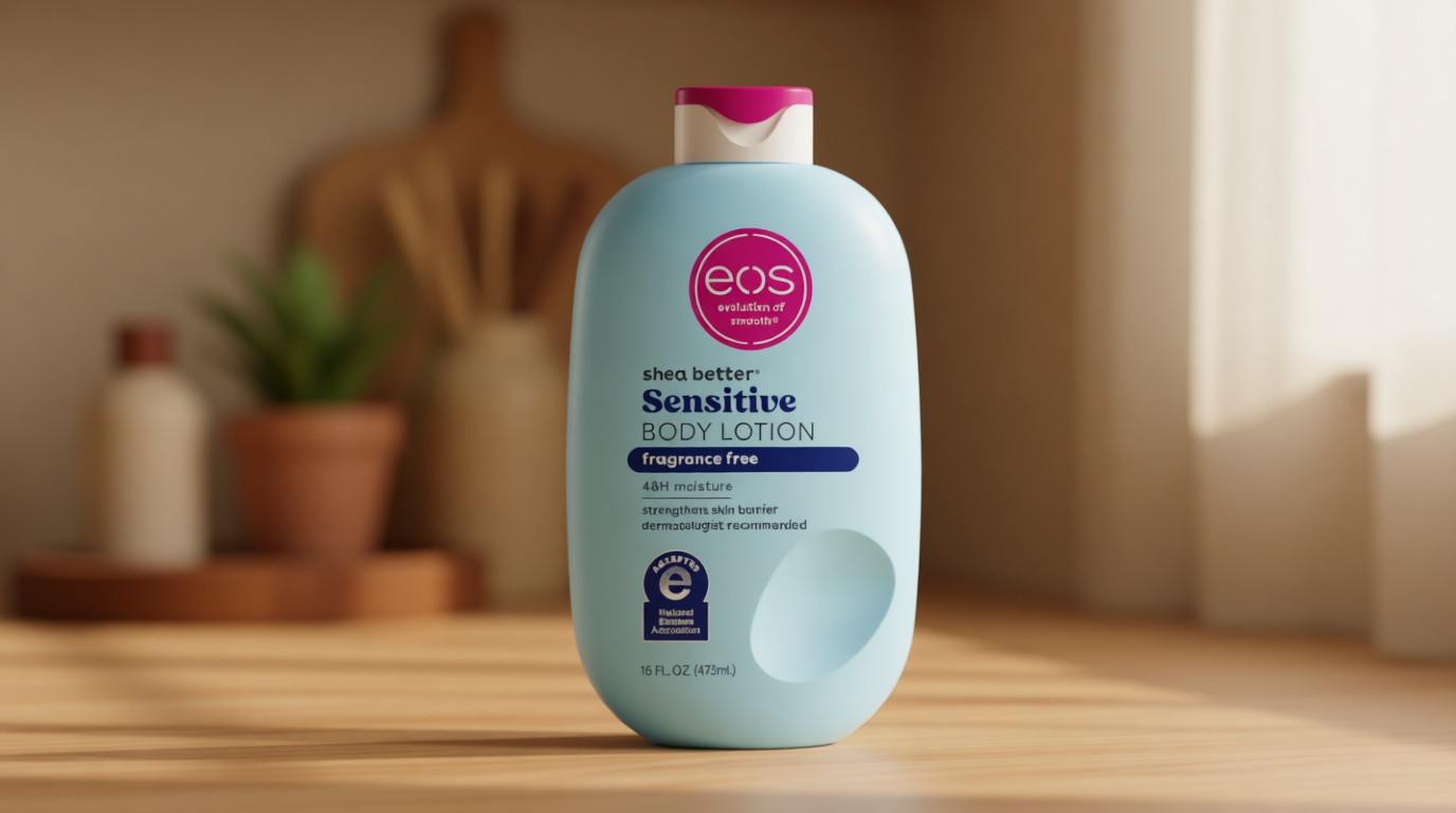 eos Shea Better Sensitive Skin Body Lotion - Fragrance-Free, 48-Hour Moisture Eczema Cream & Dry Skin Relief, Vegan, 16 fl oz (Packaging may vary)