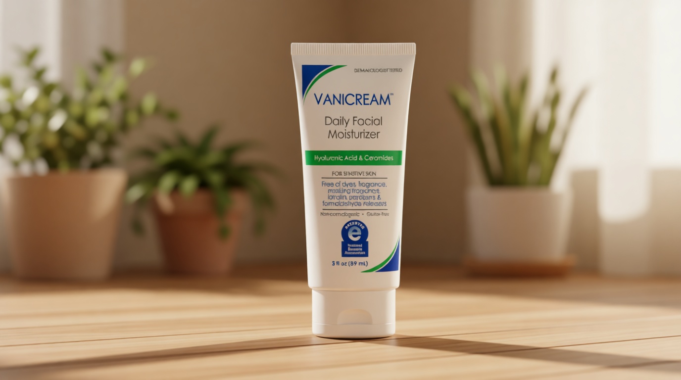 Vanicream Daily Facial Moisturizer With Ceramides and Hyaluronic Acid - Formulated Without Common Irritants for Those with Sensitive Skin, 3 fl oz (Pack of 1)