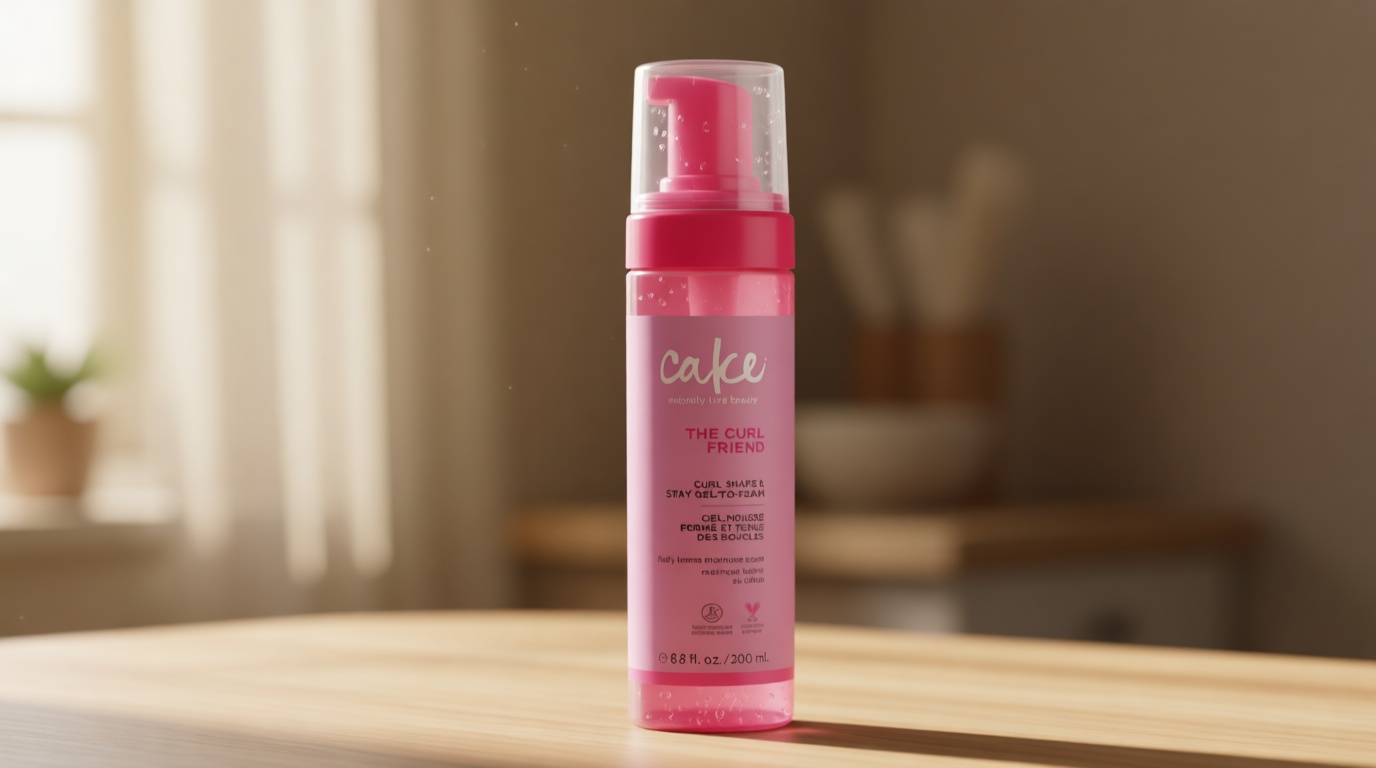 Cake Beauty Gel-to-Foam Curl Styler, The Curl Friend – High Hold & Definition - Frizz Protection- Infused with Coconut Oil & Shea Butter - For Curly Hair- 6.8 fl oz./ 200 mL