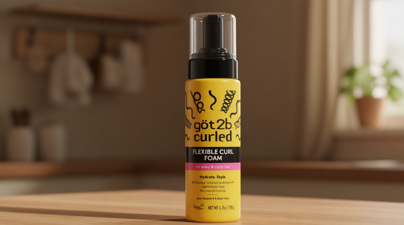 Got2B Curled Flexible Curl Foam, 6.7 Fl Oz, Hair Mousse for Frizz Control and Heat Protection, Lightweight Hold, No-Crunch Definition for Wavy & Curly Hair Styling, Aloe Vera & Vitamin E Infused