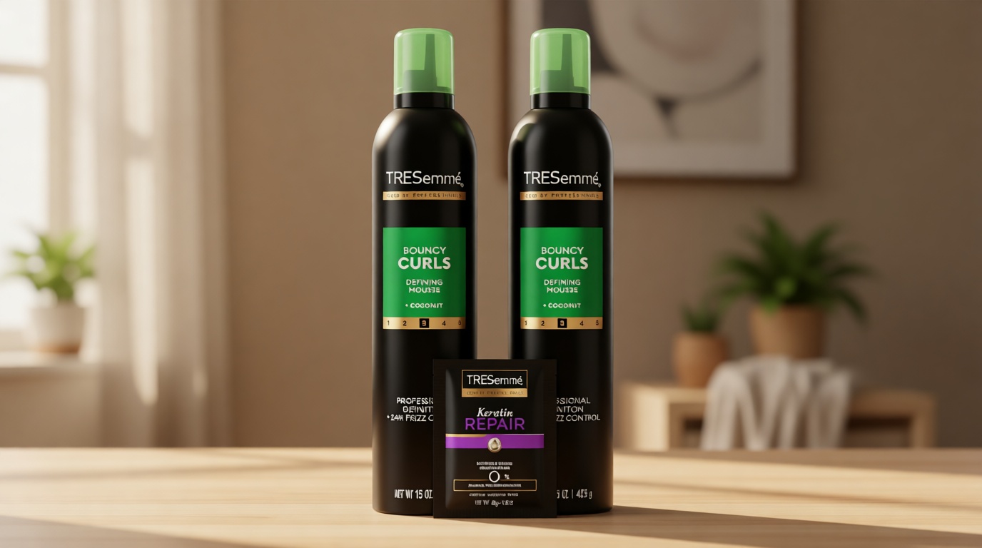 TRESemmé Defining Hair Mousse, Bouncy Curls 2-Pack – Curly Hair Products with Nourishing Coconut & Avocado Oil + Keratin Hair Mask
