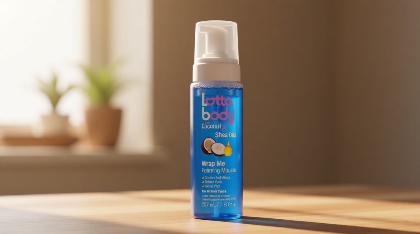 Lottabody Wrap Me Foaming Mousse with Coconut & Shea Oils, Lightweight Moisture-Rich Curl-Defining & Frizz-Control Styling Mousse for Natural Curly, Coily & Relaxed Hair, 7 oz