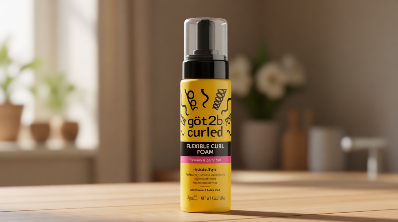 Got2B Curled Flexible Curl Foam, 6.7 Fl Oz, Hair Mousse for Frizz Control and Heat Protection, Lightweight Hold, No-Crunch Definition for Wavy & Curly Hair Styling, Aloe Vera & Vitamin E Infused