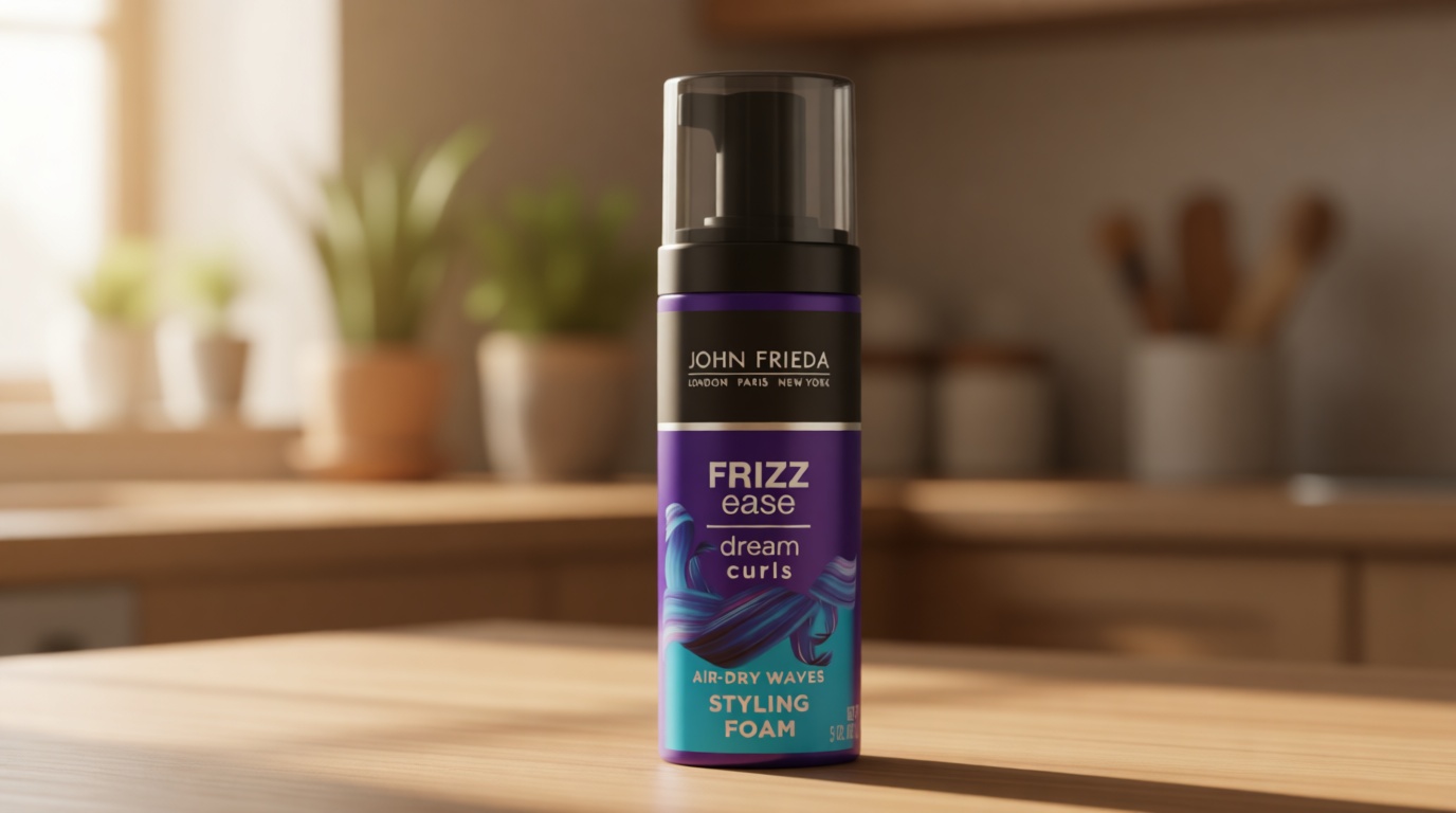 John Frieda Anti Frizz, Frizz Ease Dream Curls Air Dry Waves Styling Foam, Curl Defining Frizz Control, Hair Product for Curly and Wavy Hair, 5 Oz