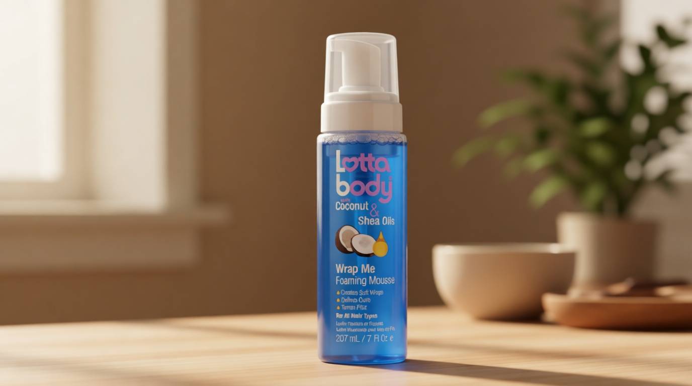 Lottabody Wrap Me Foaming Mousse with Coconut & Shea Oils, Lightweight Moisture-Rich Curl-Defining & Frizz-Control Styling Mousse for Natural Curly, Coily & Relaxed Hair, 7 oz