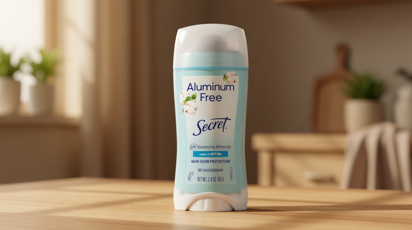 Secret Aluminum Free Deodorant for Women, 48hr Odor Protection, Free of Parabens Dyes Talc & Baking Soda, PH Balancing Minerals, Dry Solid, Cotton Scent, 2.4 oz