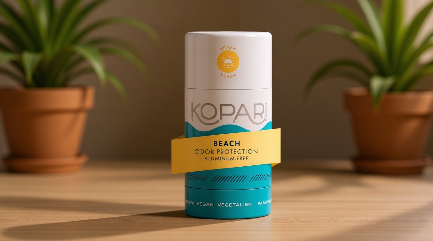 Kopari Aluminum Free Coconut Deodorant, Non Toxic & Clean Plant-Based, No Aluminum, Parabens or Baking Soda, Long Lasting Protection, Beach 2 oz
