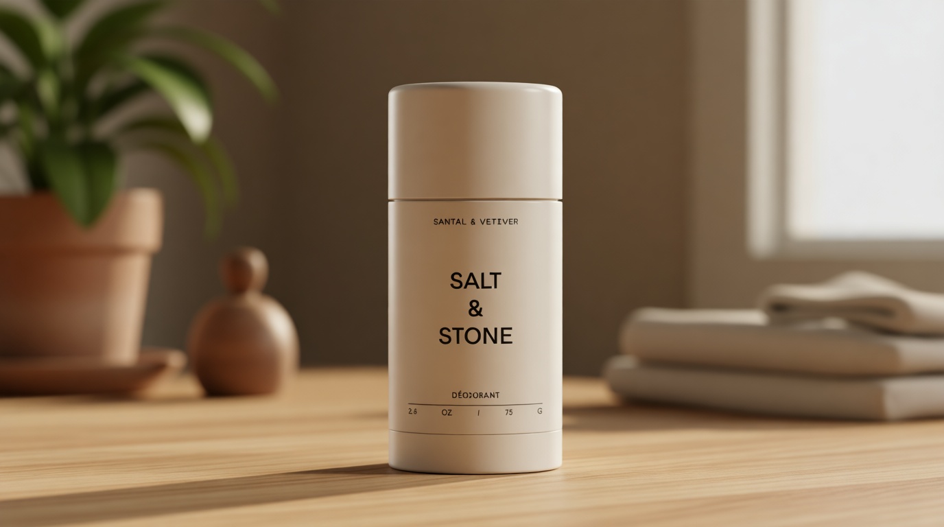 Salt & Stone Aluminum Free Deodorant | Extra Strength 48 Hour Protection for Women & Men | Made with Seaweed Extracts, Niacinamide & Prebiotics | Santal & Vetiver
