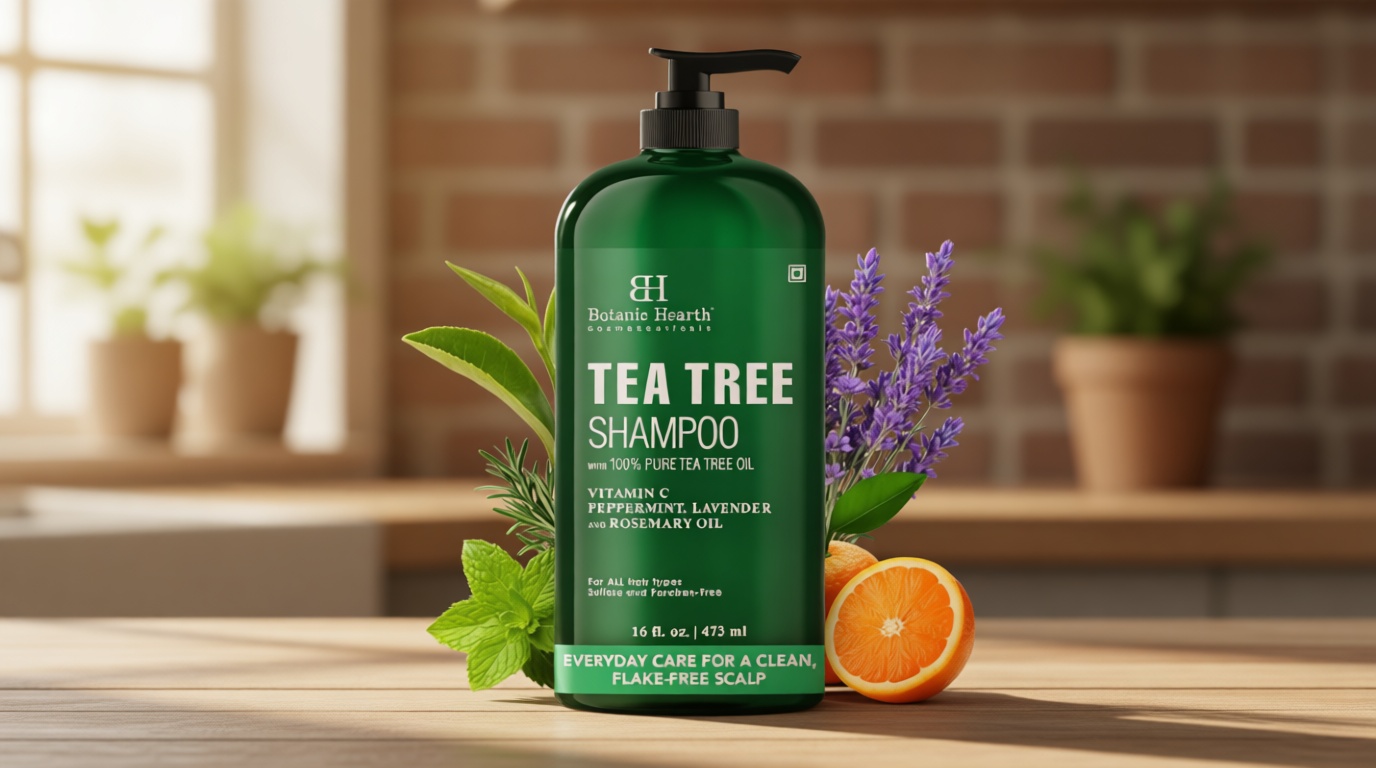 Botanic Hearth Tea Tree Shampoo, Vitamin C, Peppermint, Lavender and Rosemary Oil, Fights Dandruff and Dry Scalp, 16 fl oz