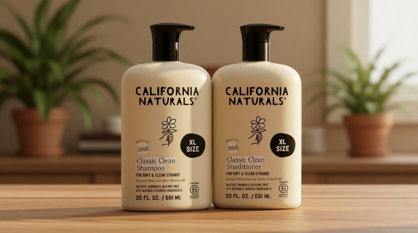 California Naturals Coconut Shampoo & Conditioner Set, Natural, Vegan, Cruelty, Silicone, Paraben, and Sulfate Free Shampoo, All Hair Types, 20 Fl Oz (Pack of 2), Classic Clean Coconut