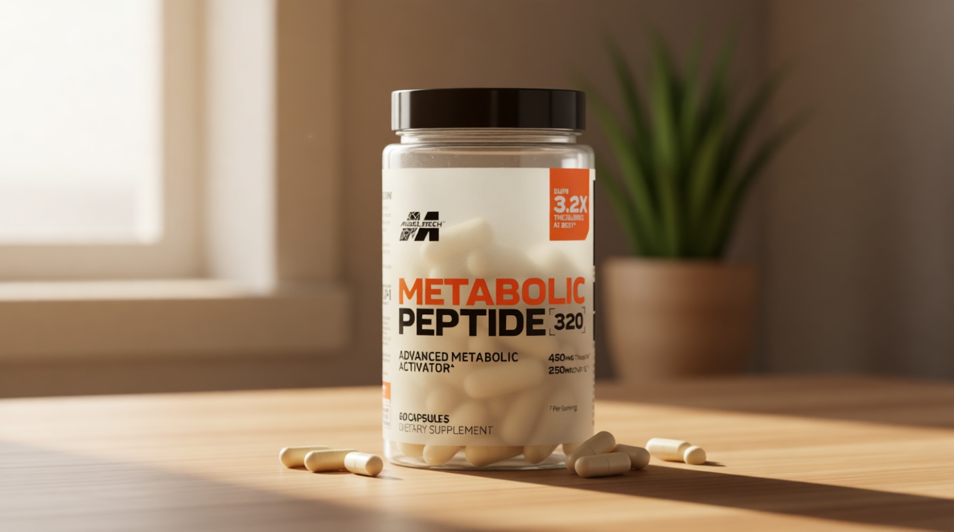 MuscleTech Metabolic Peptide 320 - Advanced Metabolic Activator Supplement Supports Natural GLP-1 Release for Weight Management & Energy Enhancement with TheoLim & DNF-10, 60 Count