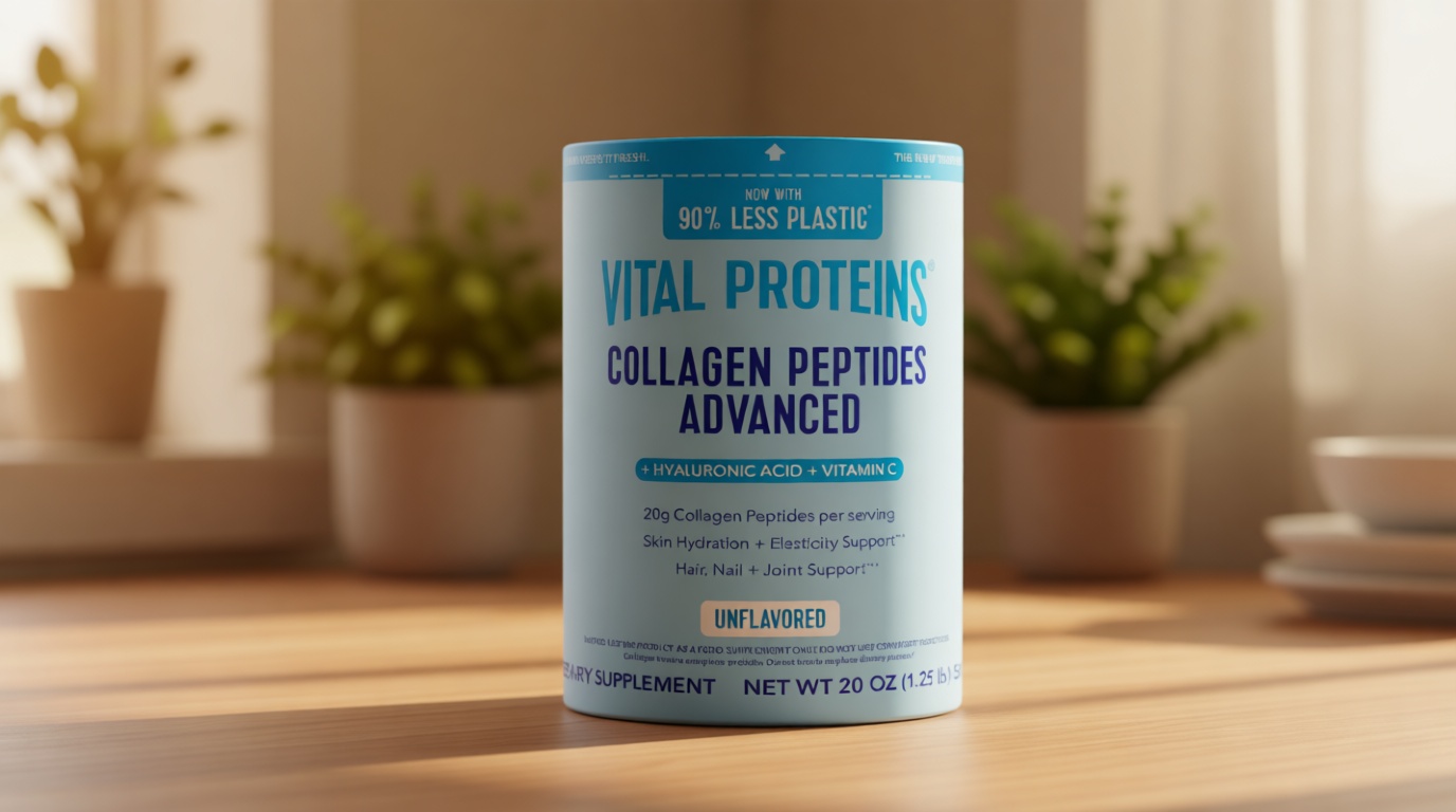 Vital Proteins Collagen Peptides Powder Advanced with Hyaluronic Acid & Vitamin C, 20oz Collagen Protein, Unflavored, 27 Servings