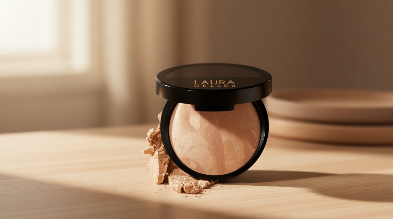 LAURA GELLER NEW YORK Award-Winning Baked Balance-n-Brighten Color Correcting Powder Foundation - Light - Buildable Light to Medium Coverage - Demi-Matte Natural Finish
