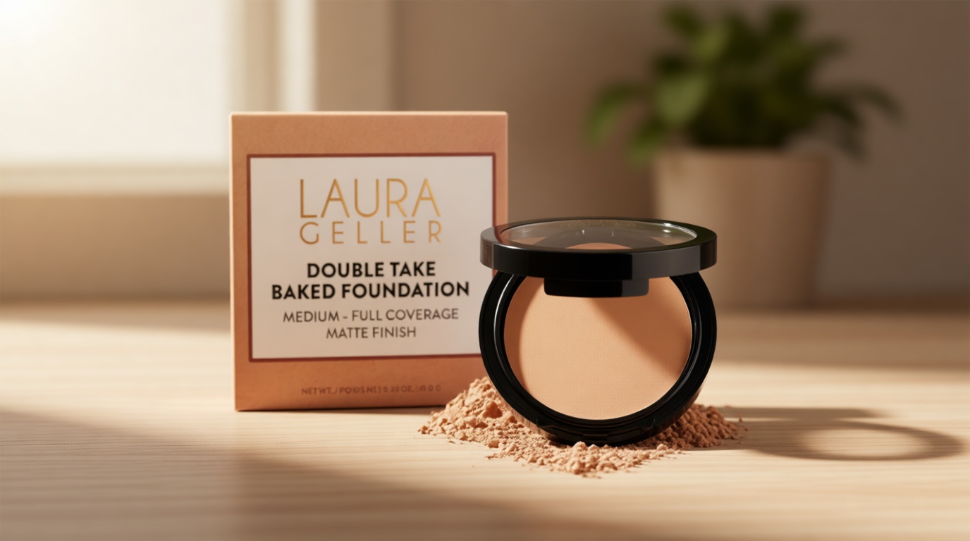 LAURA GELLER NEW YORK Baked Double Take Powder Foundation - Light - Buildable Medium to Full Coverage - Matte Finish