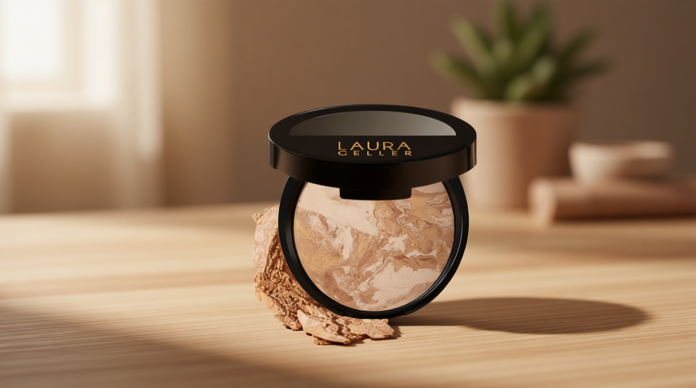 LAURA GELLER NEW YORK Award-Winning Baked Balance-n-Brighten Color Correcting Powder Foundation - Medium - Buildable Light to Medium Coverage - Demi-Matte Natural Finish