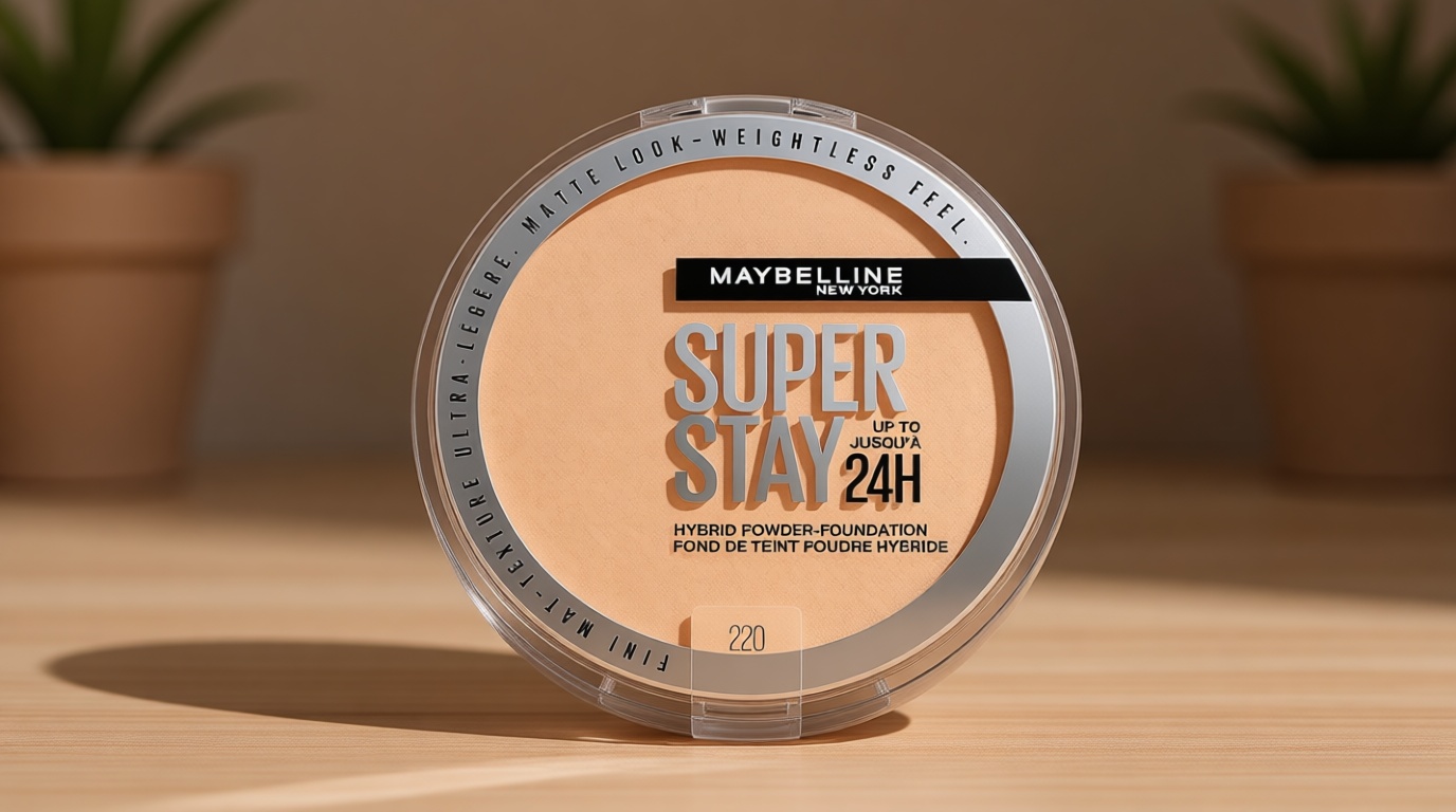Maybelline Super Stay Up to 24HR Hybrid Powder-Foundation, Medium-to-Full Coverage Makeup, Matte Finish, 220, 1 Count