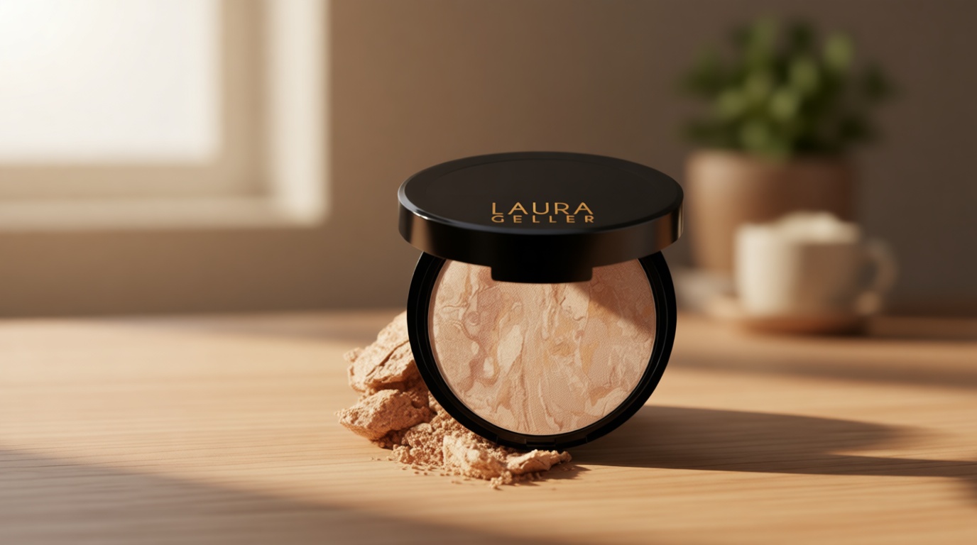 LAURA GELLER NEW YORK Award-Winning Baked Balance-n-Brighten Color Correcting Powder Foundation - Fair - Buildable Light to Medium Coverage - Demi-Matte Natural Finish