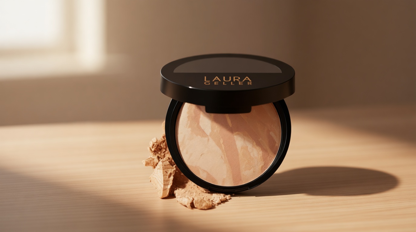 LAURA GELLER NEW YORK Award-Winning Baked Balance-n-Brighten Color Correcting Powder Foundation - Light - Buildable Light to Medium Coverage - Demi-Matte Natural Finish