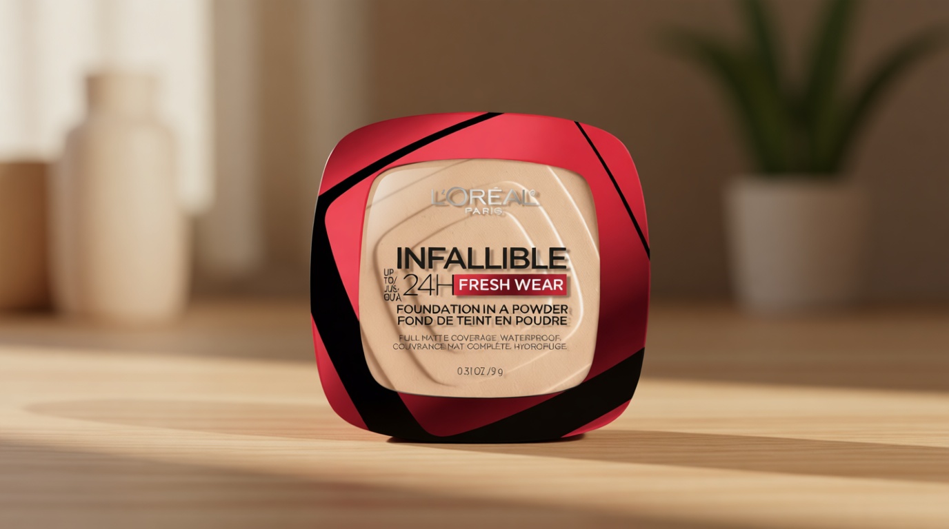 L'Oreal Paris Makeup Infallible Fresh Wear Foundation in a Powder, Up to 24H Wear, Waterproof, Ivory Buff, 0.31 oz. (Packaging May Vary)