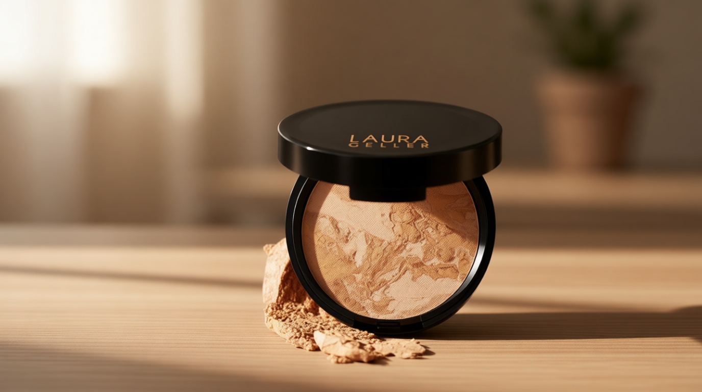LAURA GELLER NEW YORK Award-Winning Baked Balance-n-Brighten Color Correcting Powder Foundation - Medium - Buildable Light to Medium Coverage - Demi-Matte Natural Finish