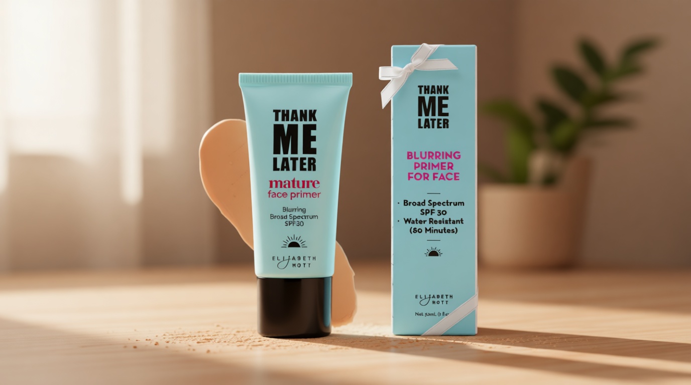 Elizabeth Mott Thank Me Later Blurring Face Primer SPF 30 – Lightweight, Hydrating Makeup Primer - Smooths Fine Lines & Wrinkles for a Soft-Focus Finish – Mineral-Based, Cruelty-Free Formula – 30g