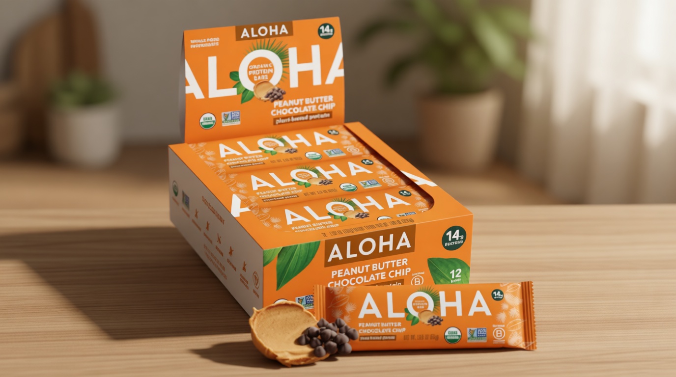 ALOHA Organic Plant Based Protein Bars |Peanut Butter Chocolate Chip | 1.98 Oz (Pack of 12) | Vegan, Low Sugar, Gluten Free, Paleo, Low Carb, Non-GMO, Stevia Free, Soy Free, No Sugar Alcohols USDA Organic