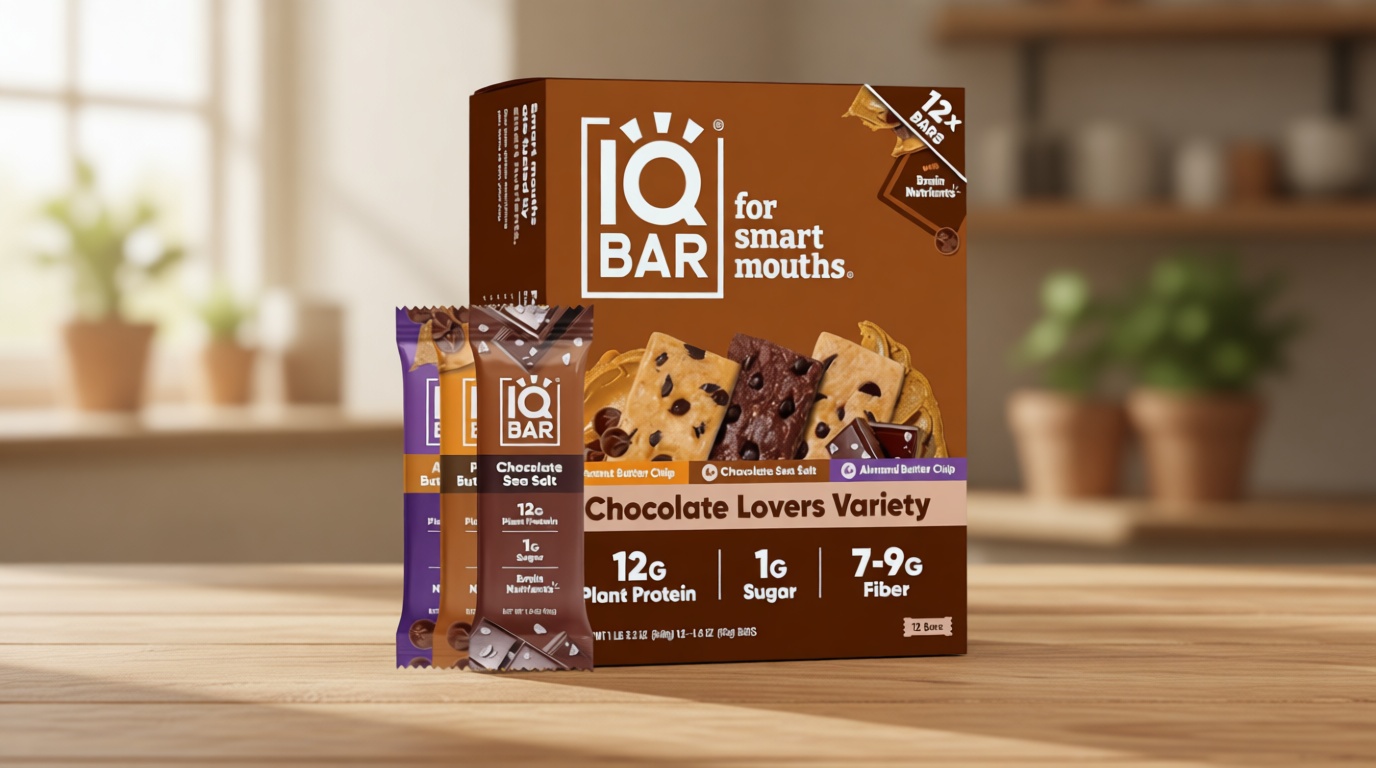 IQBAR Clean Plant Protein Bars - Chocolate Lovers Variety - 12 Count - Keto, Vegan, High Fiber, Gluten and Dairy Free, Low Sugar Snack - Brain and Body Nutrients for Focus, Energy, Meal Replacement