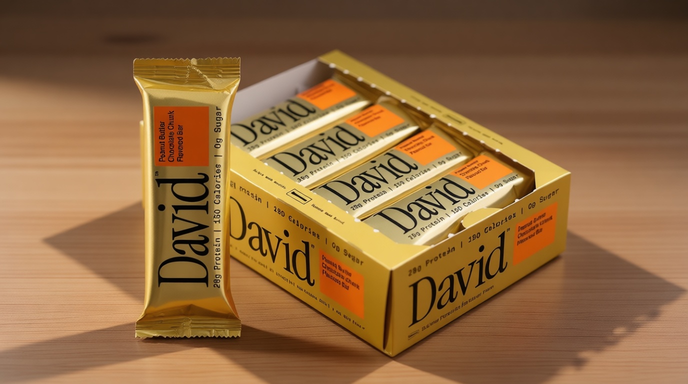 David High Protein Bars - 0g of Sugar, Low Carb, Gluten Free - 28g of Protein, 150 Calories - On-The-Go Snack - Peanut Butter Chocolate Chunk Flavor, Pack of 12