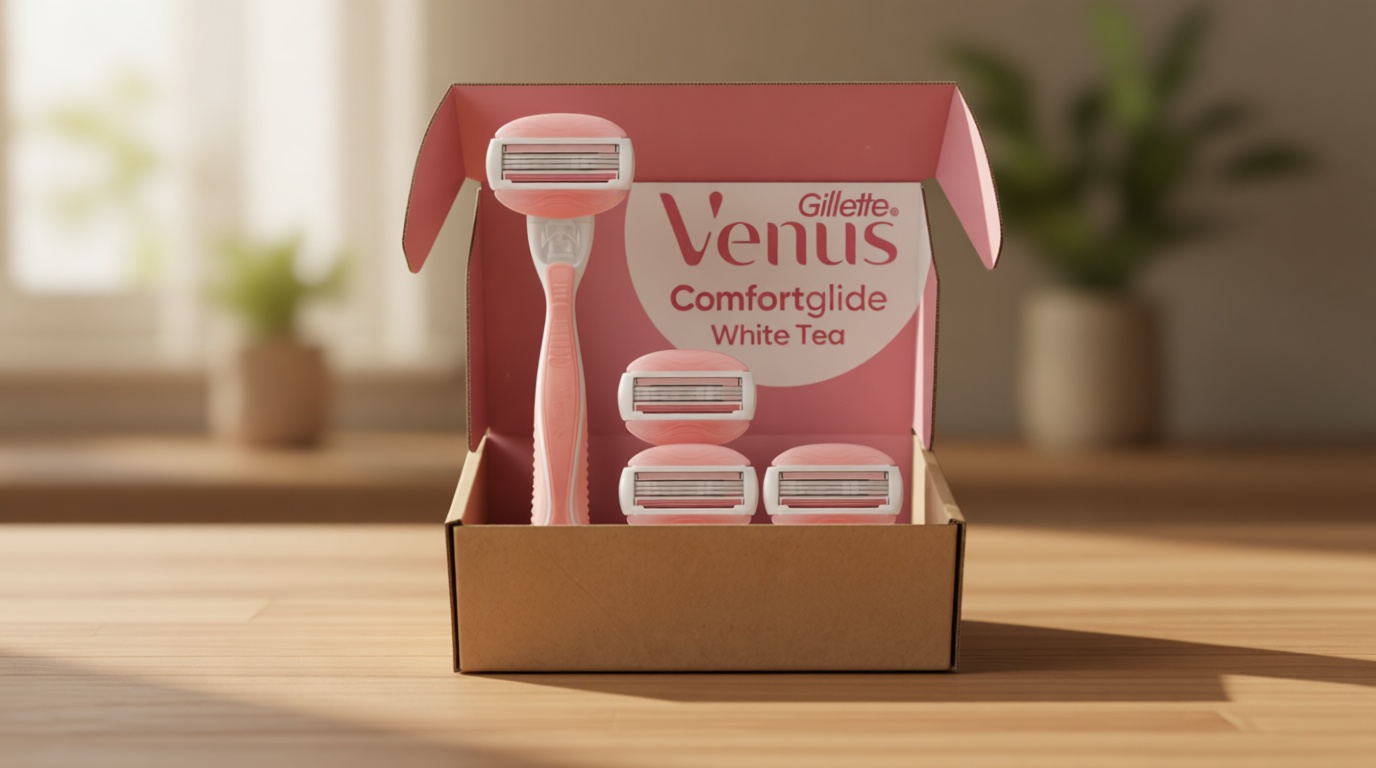 Gillette Venus ComfortGlide White Tea Women's Razor 1 Handle + 4 Blade Refills