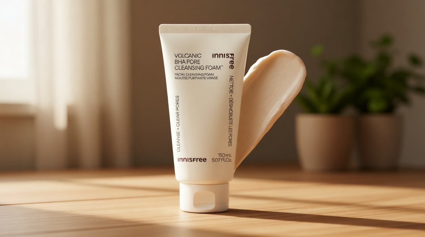 innisfree Volcanic BHA Pore Cleansing Foam, Korean Face Wash with Salicylic Acid, Oil Control, Deep Clean, Pore Care, Sulfate-Free Formula
