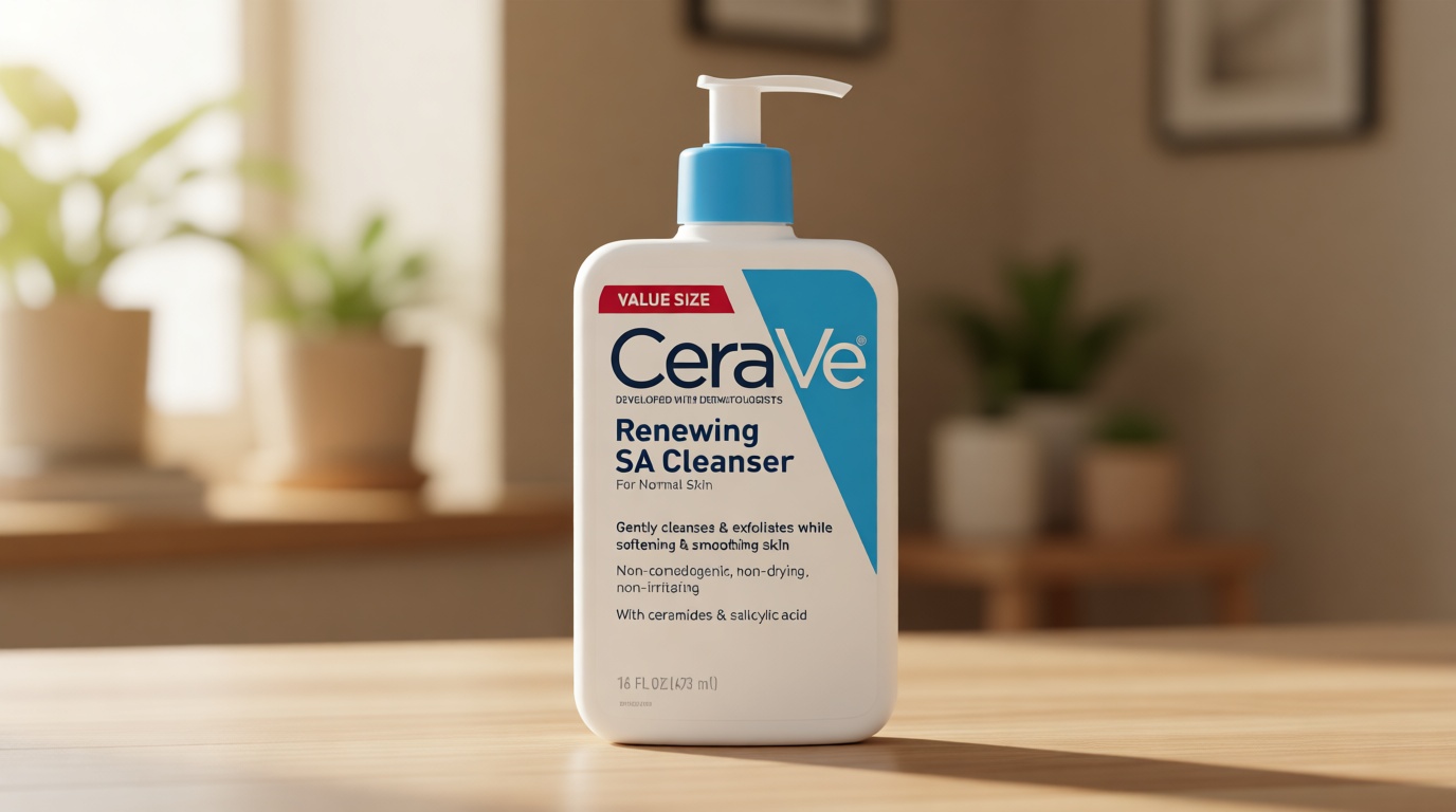 CeraVe Renewing Salicylic Acid Cleanser, Formulated With Hyaluronic Acid, Niacinamide, & Ceramides, Gentle BHA Exfoliating Face Wash Smooths & Softens Skin, Non Comedogenic & Fragrance Free, 16 Ounce