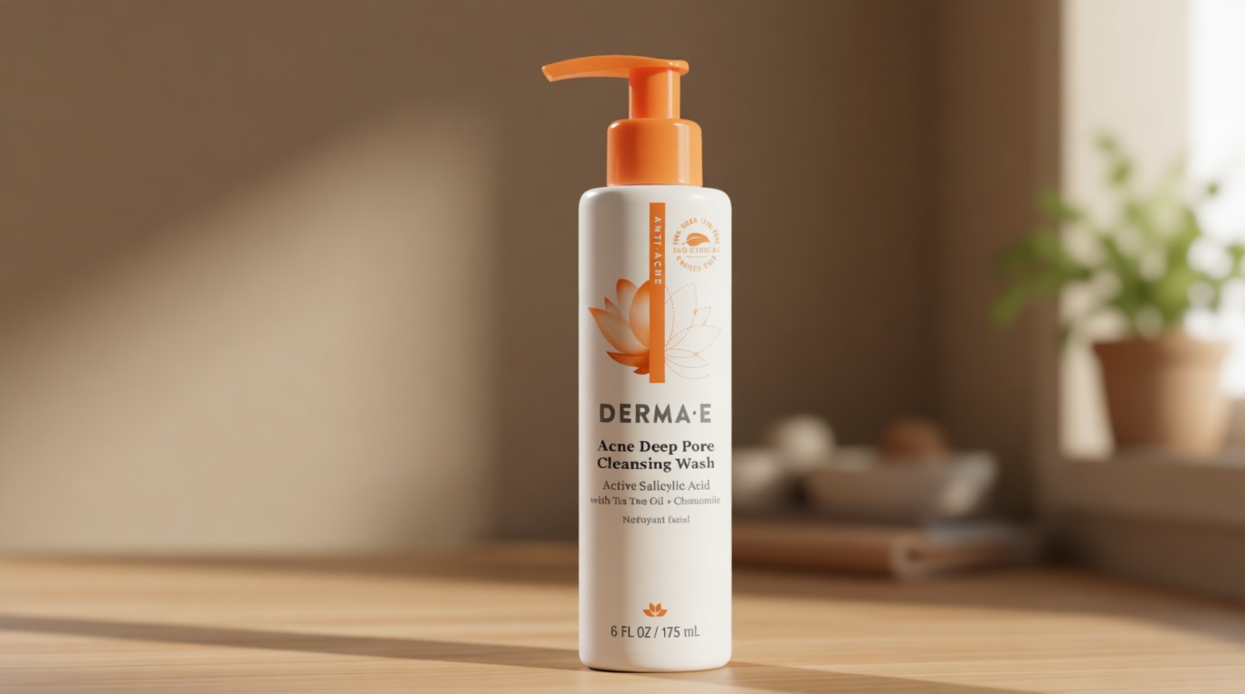 Derma E Acne Deep Pore Cleansing Wash – Blemish Control Facial Cleanser with Salicylic Acid - Gentle Oil Control Face Wash Soothes and Balances Skin, 6 fl oz
