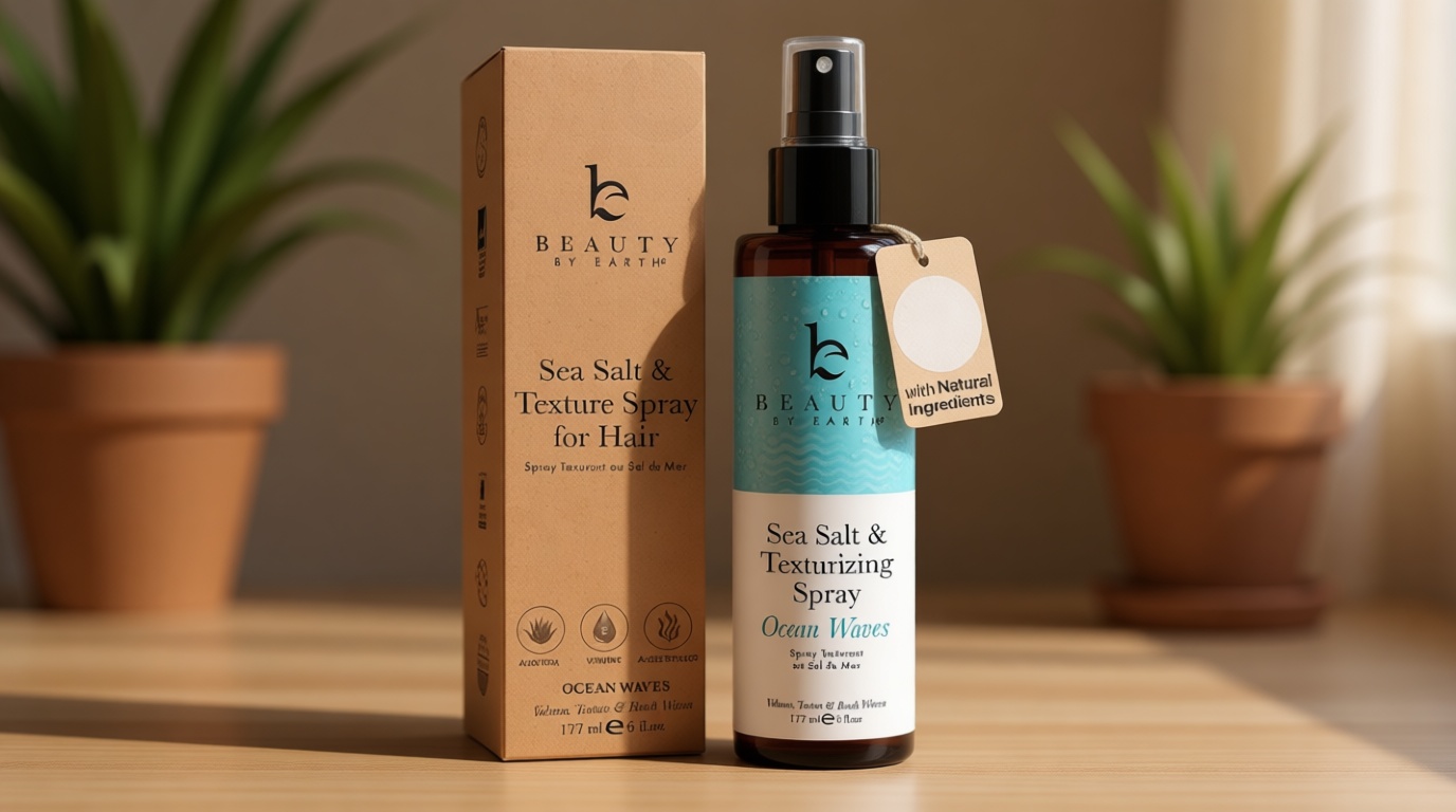 Beauty by Earth Sea Salt Spray - Aloe-Enhanced Beach Waves without Dryness, Texture & Volume Spray for All Hair Types, USA Made with Organic Ingredients, Ocean Waves Scent 6oz