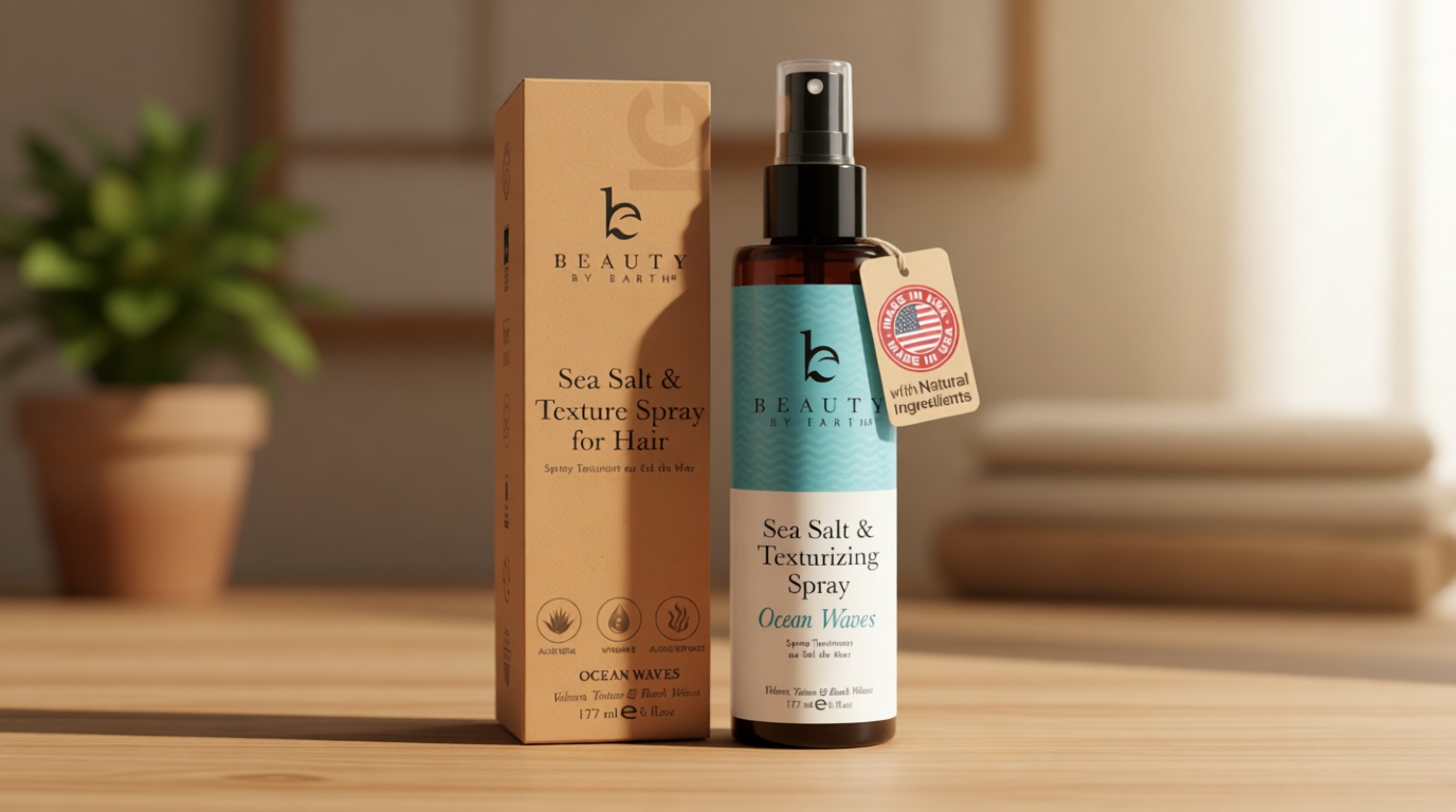 Beauty by Earth Sea Salt Spray - Aloe-Enhanced Beach Waves without Dryness, Texture & Volume Spray for All Hair Types, USA Made with Organic Ingredients, Ocean Waves Scent 6oz