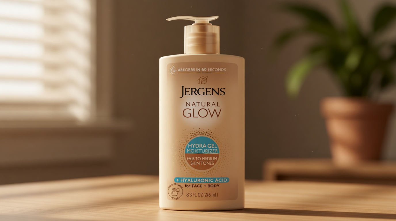 Jergens Natural Glow Hydra Gel Moisturizer, Gradual Tanning Lotion with Hyaluronic Acid, Hydrating Tanning Gel, Fragrance-Free Self Tanner, Fair to Medium Skin Tone, 8.3 Fl Oz